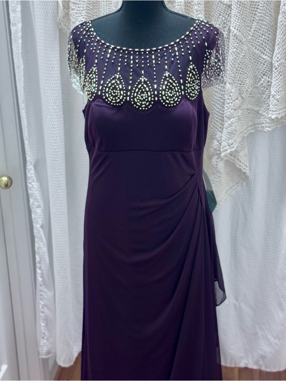 Elegant Beaded Purple Plum Evening Gown by Dj-Jaz NWT